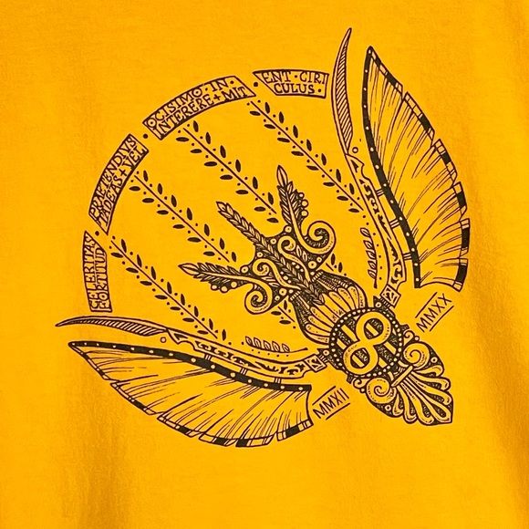 Infinite Discs Roman Bomber Disc Golf Graphic Yellow T Shirt Adult size Medium - Picture 3 of 5